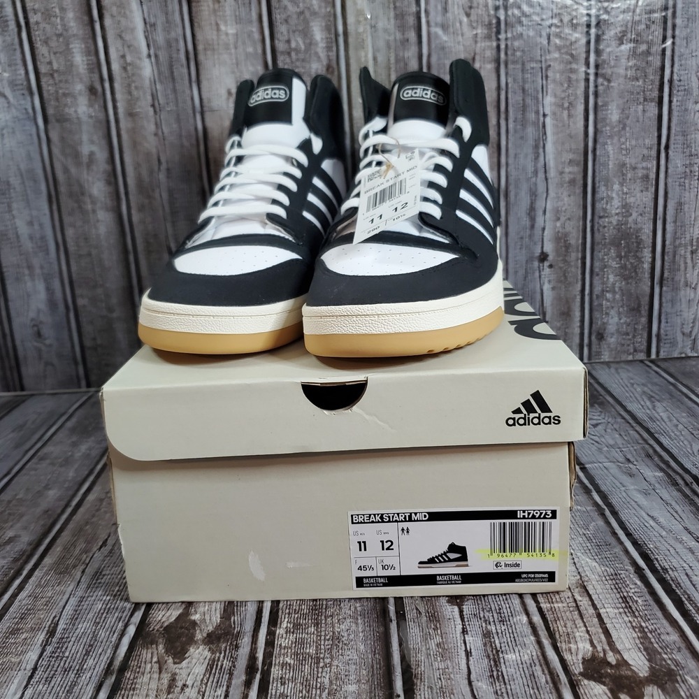 Adidas Unisex Break Start Mid Basketball Shoes Black White IH7973 Size 11 Mens